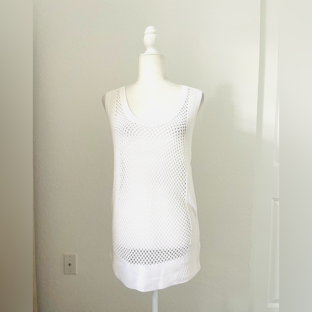 New Banana Republic White Open Knit Tank Top